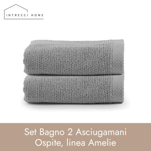 INTRECCI HOME Set Bagno 2 Asciugamani Ospite, in Puro Cotone 500 g,Morbidezza Extra, Assorbenza Superiore, Elegante e Durevole