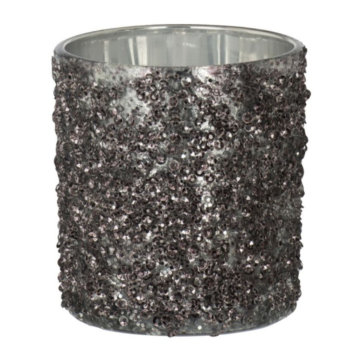 J-Line photophore Paillettes - verre - gris anthracite - small - 4 pcs