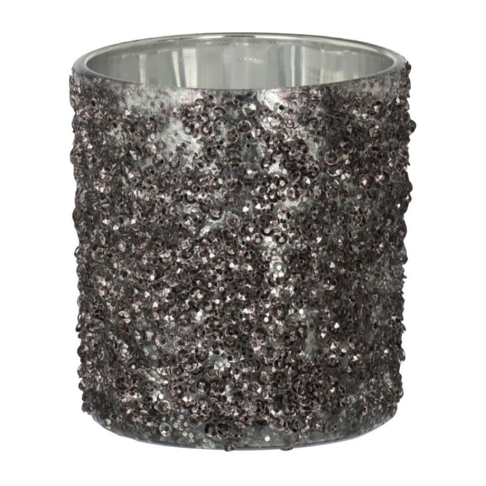 J-Line photophore Paillettes - verre - gris anthracite - small - 4 pcs