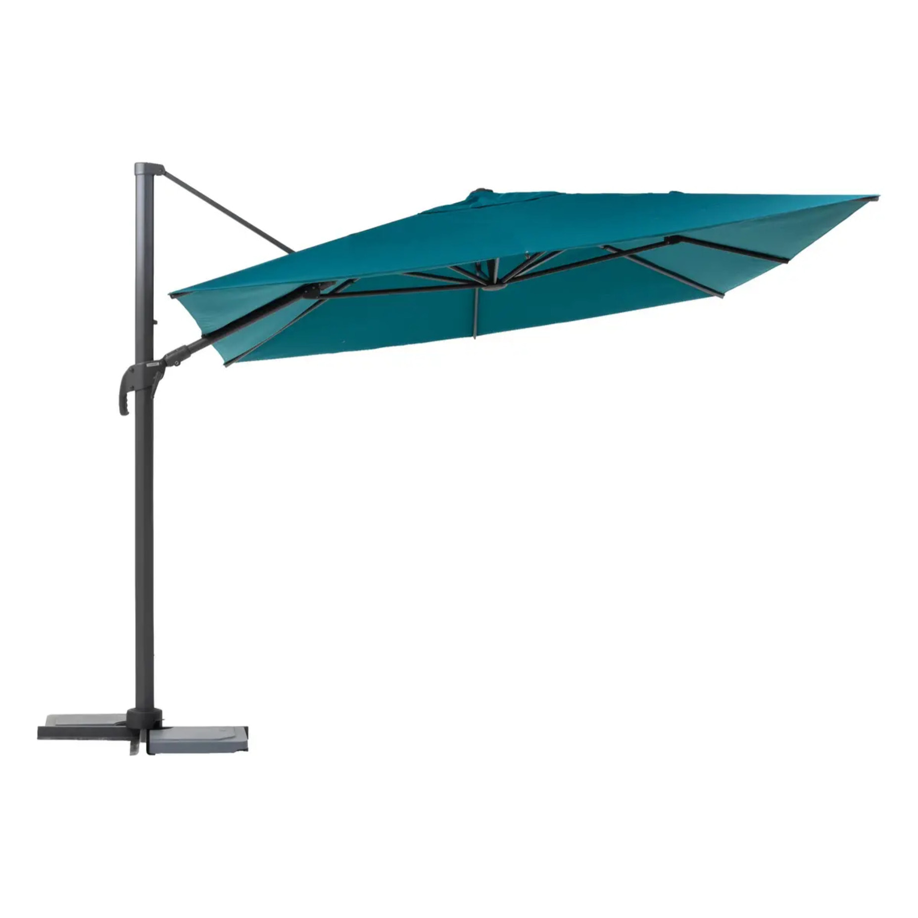 Parasol déporté "Melhia" bleu canard 3x3m