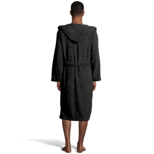 Bassetti Morbido Accappatoio 400 gr con Cappuccio 100% Cotone Uomo Donna Spugna Taglie Forti - ITALY Designed - Collezione MONIQUE - NERO 26