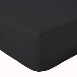 Drap Housse Uni bonnet 30 cm 100% Coton - Noir
