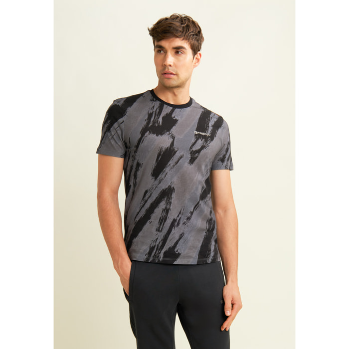 T-shirt stampata effetto pennellata in cotone