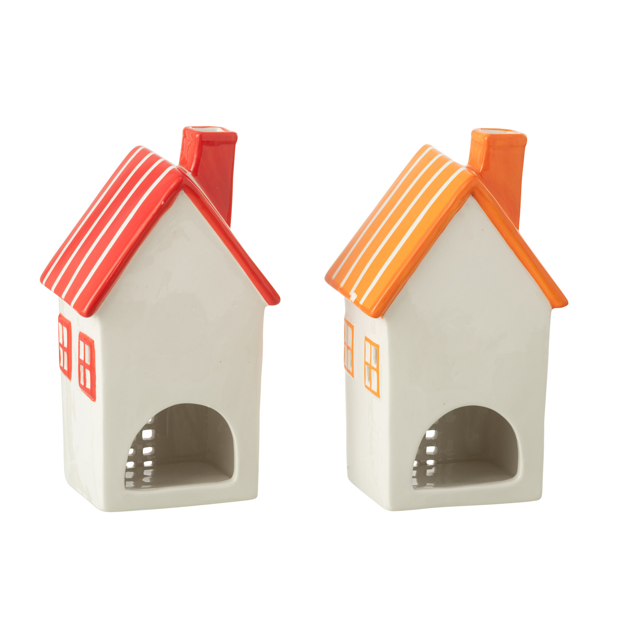 J-Line photophore Maison Dolomite - céramique - orange/rouge - 2 pcs
