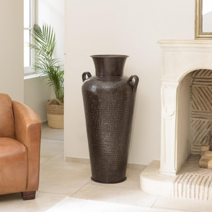 HONORE - Vase alu avec anses L45cm H1m couleur cuivre noir antique