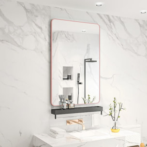 Specchio da parete 70x50 cm con telaio oro rosa e angoli arrotondati - Lay