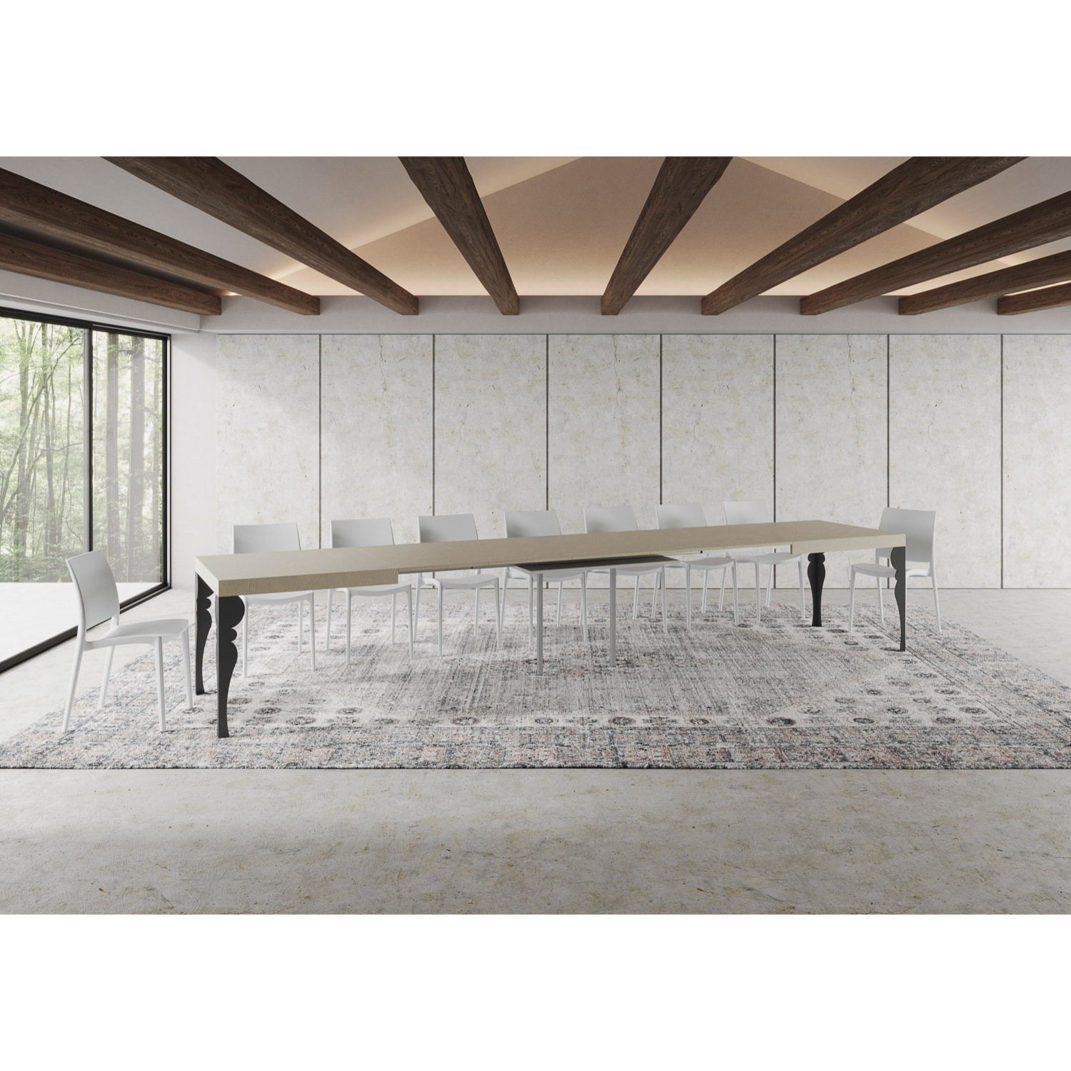 Table extensible 90x180/440 cm Paxon cachemire pieds anthracite