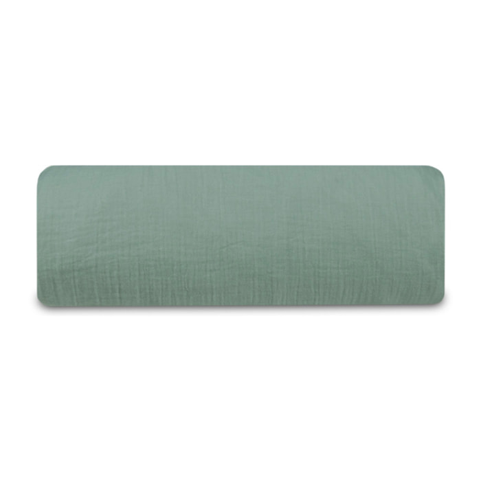 Drap-housse gaze de coton vert sauge - LOUISE
