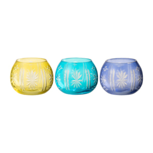 J-Line bougeoir Tarifa Rond - verre - mix - 3 pièces