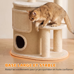 Arbre à chat design beige clair griffoirs grattoirs niche 3 plateformes