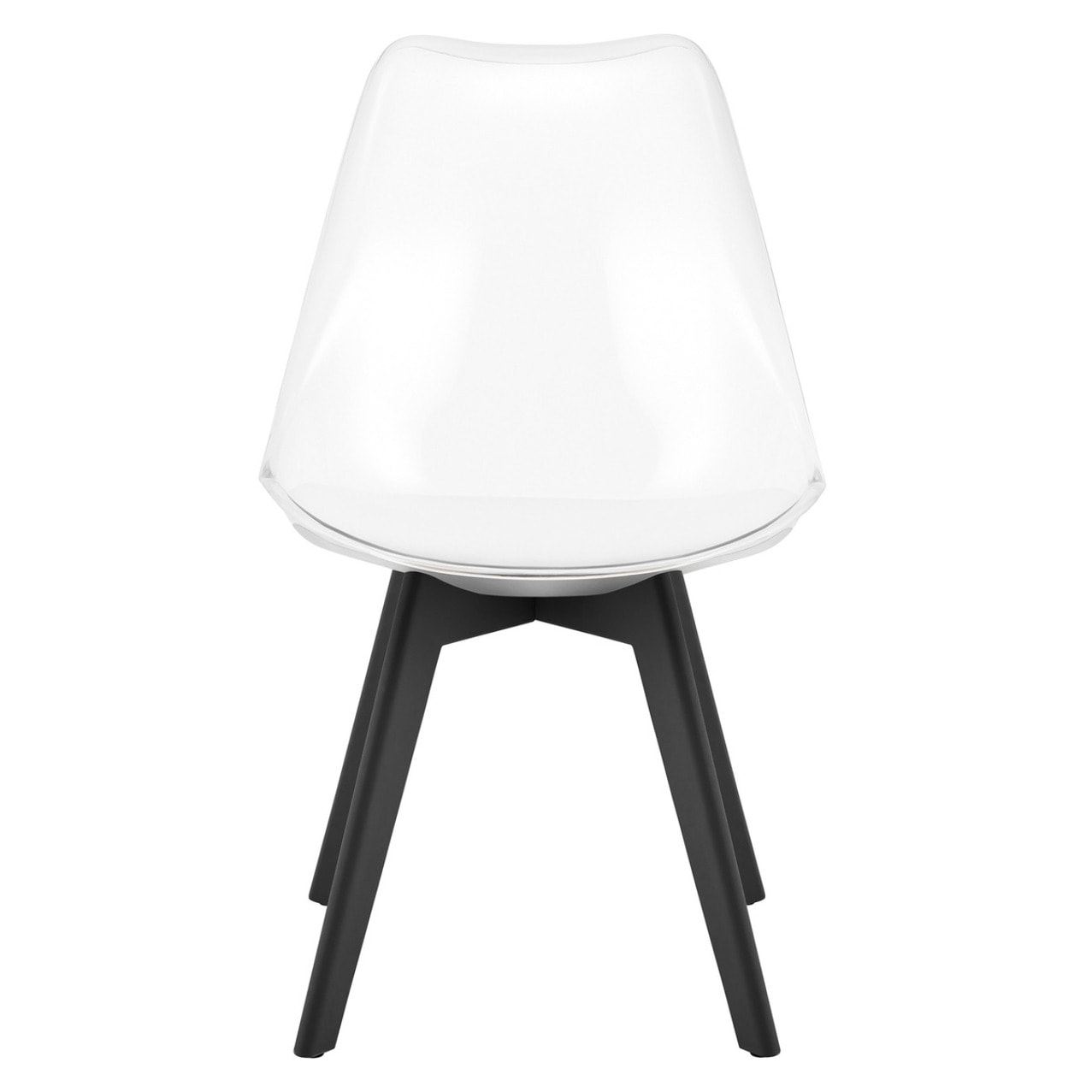 Sedia Mark trasparente con cuscino bianco e gambe nere