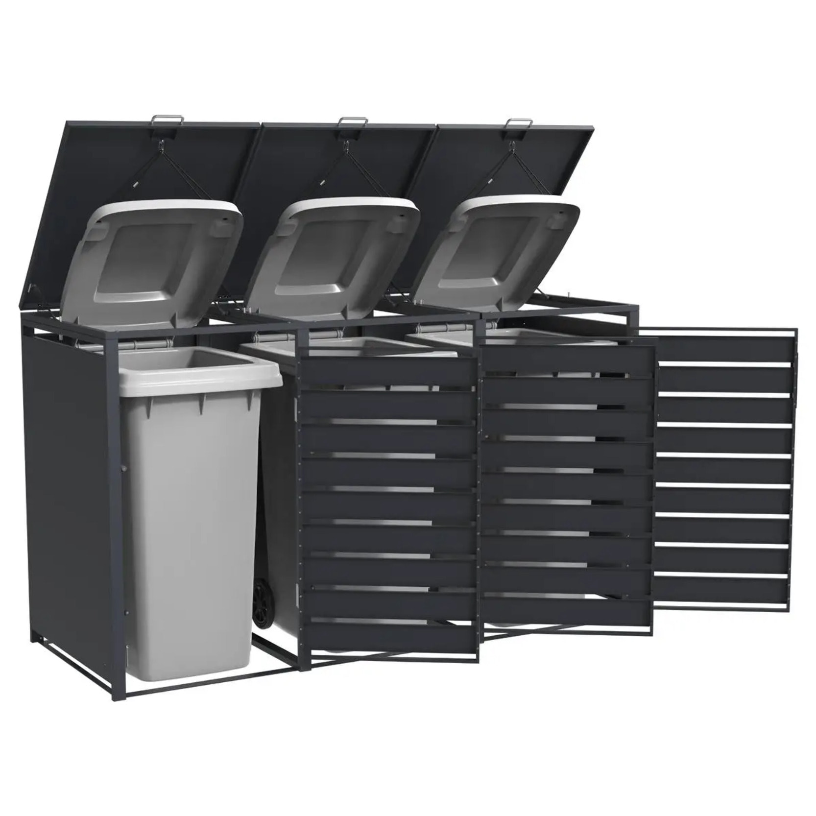 Abri cache poubelle triple - 3 x 240L - anthracite
