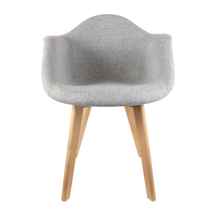 Fauteuil Scandinave Tissu Gris - Lot De 2