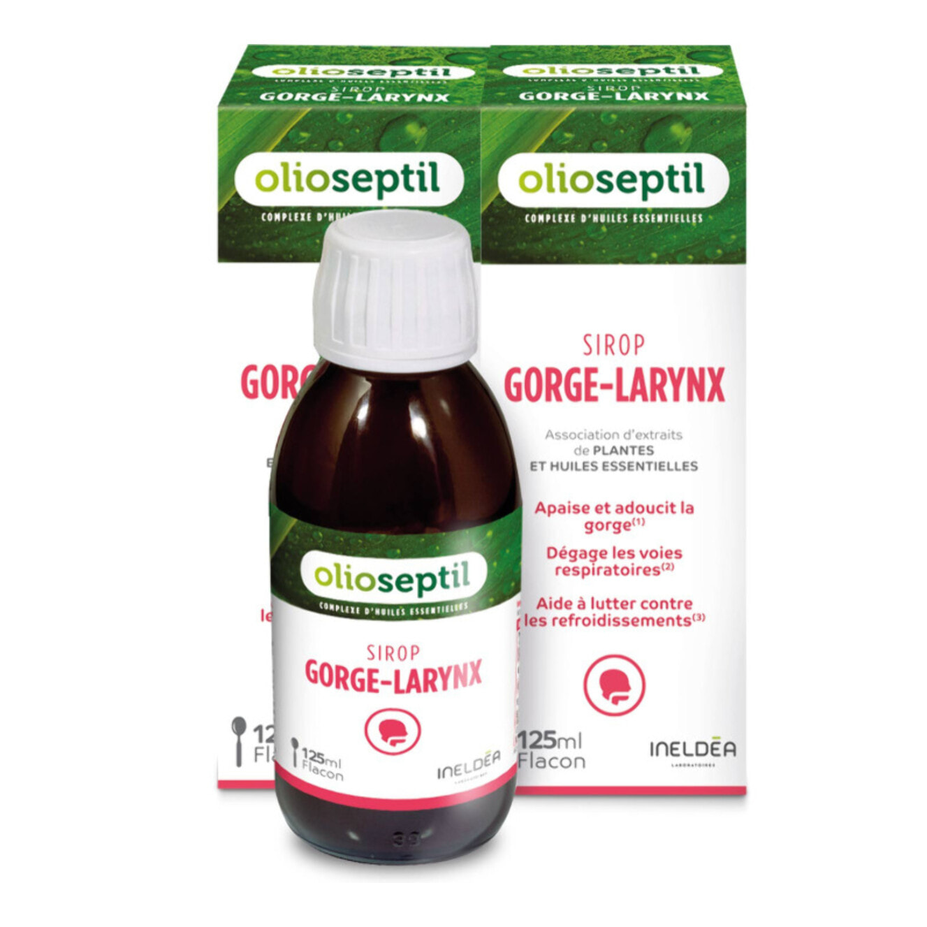 OLIOSEPTIL - Sirop Gorge-Larynx - Association d'extraits et d'huile essentielles de plantes - Apaise les voies respiratoires - Aide à lutter contre les refroidissements - Lot de 2