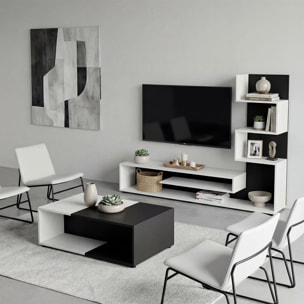 Mueble de salón Moobi en color blanco artik negro y medidas 160 x 124 cm Blanco Artik (Blanco Mate) - Negro