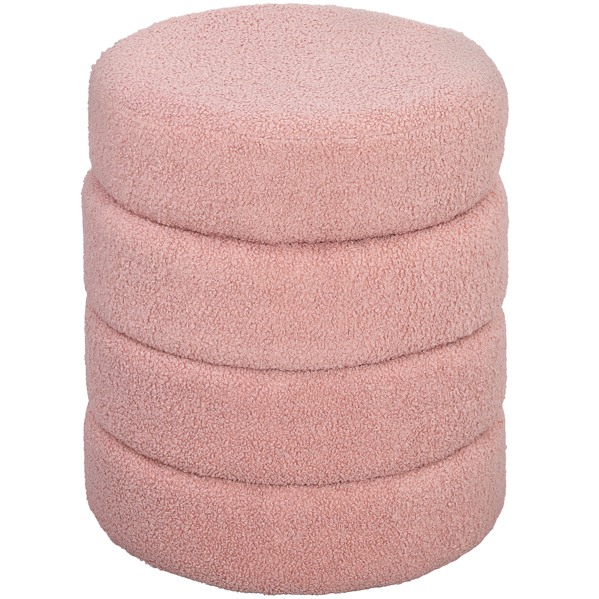Pouf design bouclette dia. 40 x 45 cm vieux rose