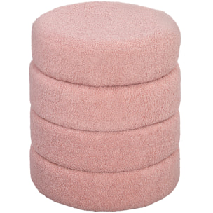 Pouf design bouclette dia. 40 x 45 cm vieux rose