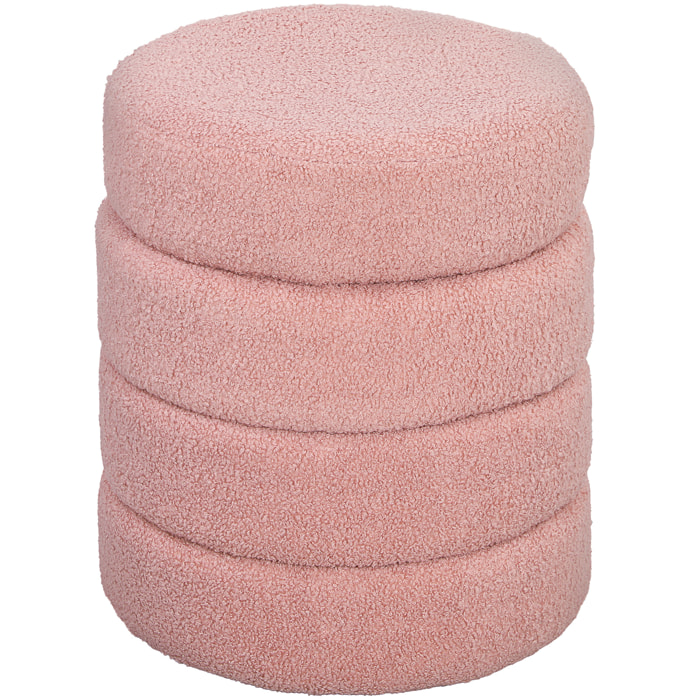 Pouf design bouclette dia. 40 x 45 cm vieux rose