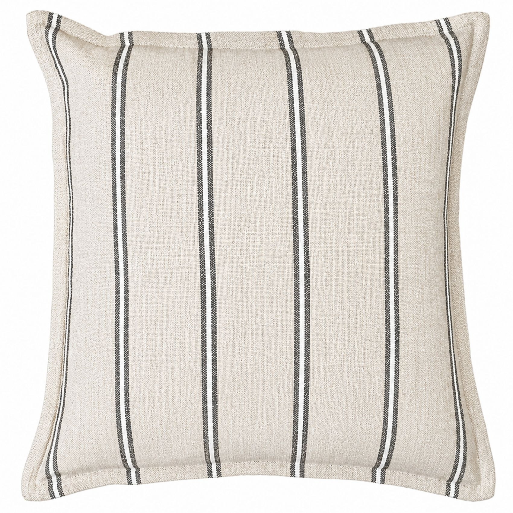Housse de coussin 100% coton rayures rustiques LOURMARIN - Beige