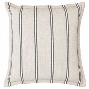 Housse de coussin 100% coton rayures rustiques LOURMARIN - Beige