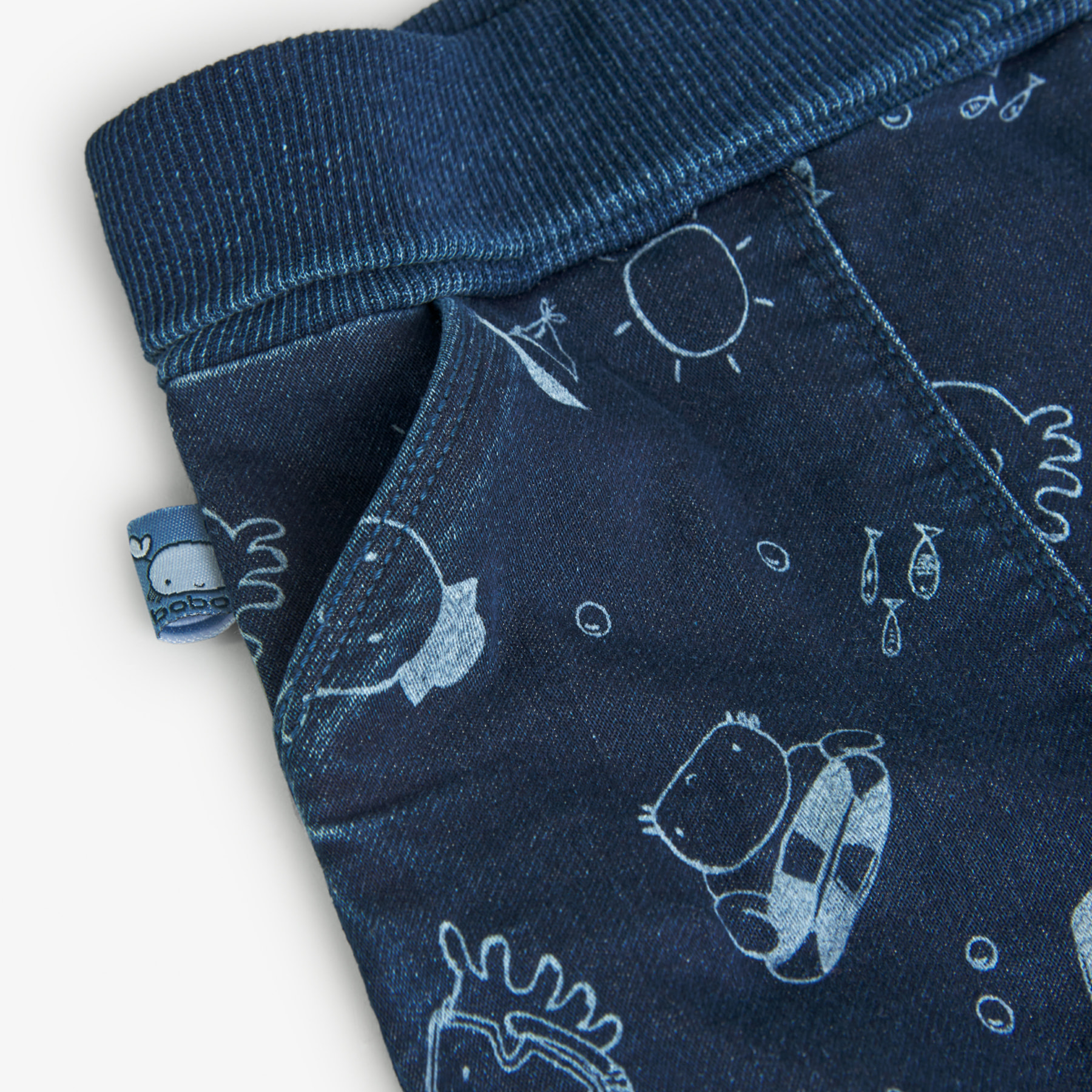 PantalÃ³n denim niÃ±o reciÃ©n nacido estampado, azul marino