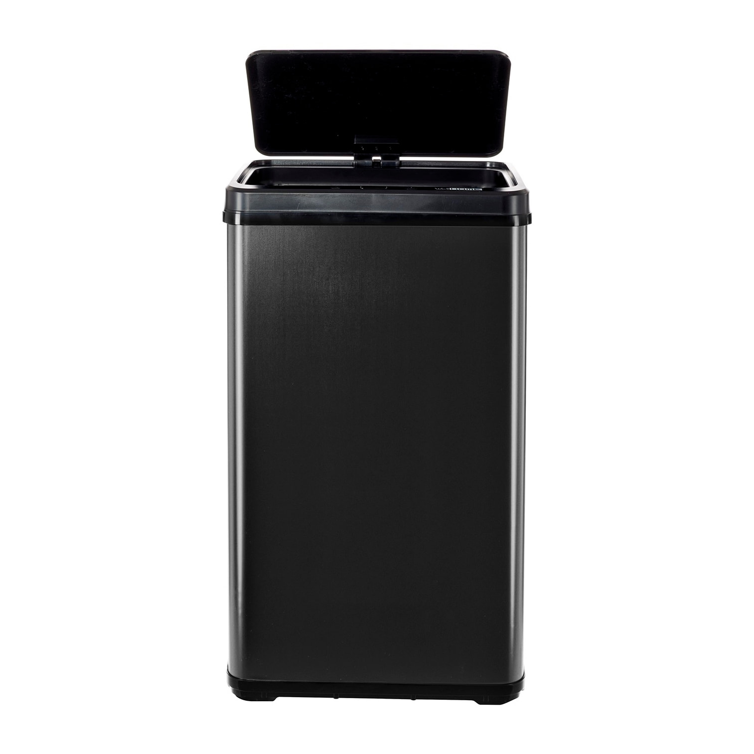 Cubo de basura inteligente sin patas con apertura automática o contacto manual, negro.