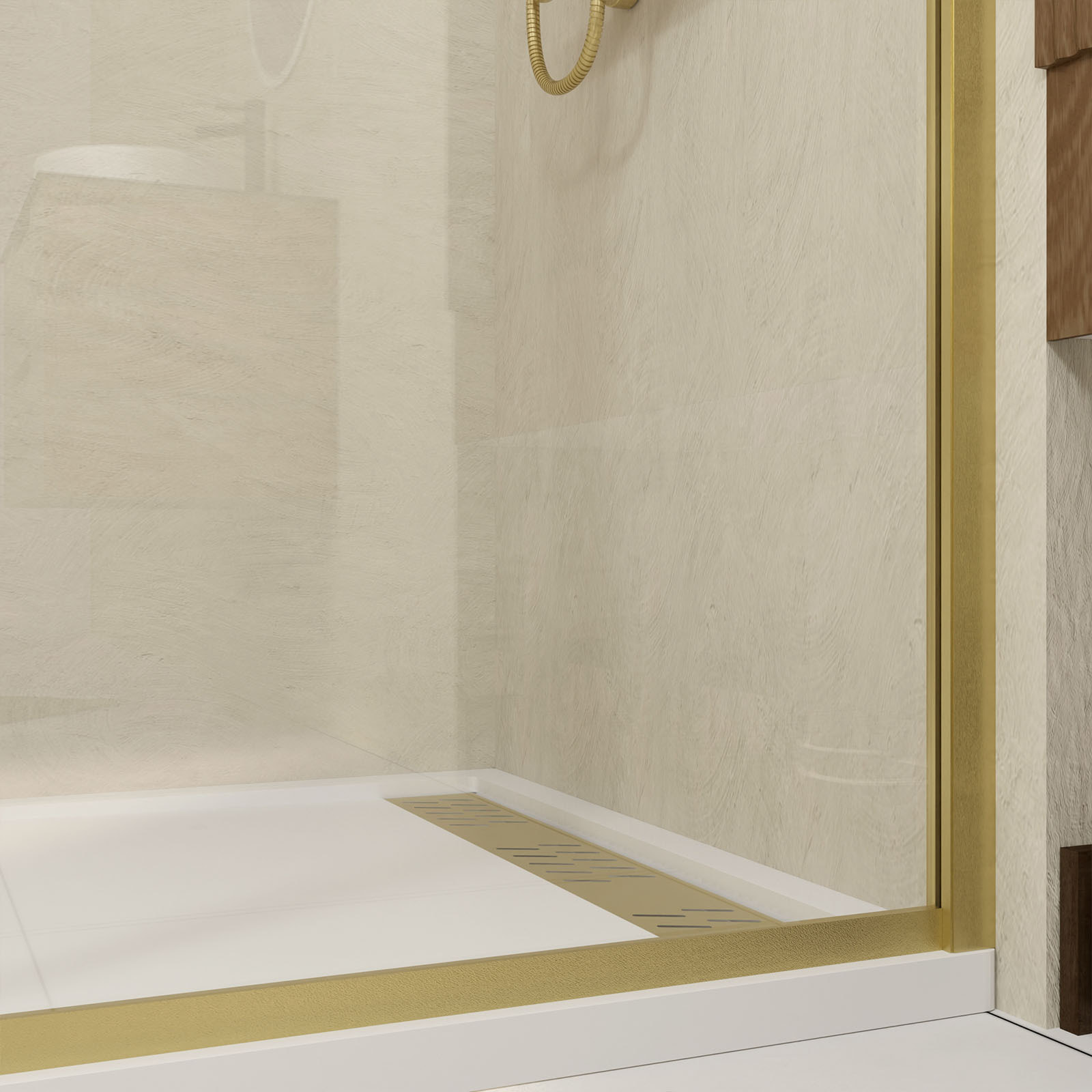 Paroi de douche 120x200 cm - Cadre et bras aluminium Or Doré Brossé - GOLDY CONTOURING