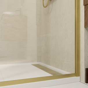Paroi de douche 120x200 cm - Cadre et bras aluminium Or Doré Brossé - GOLDY CONTOURING