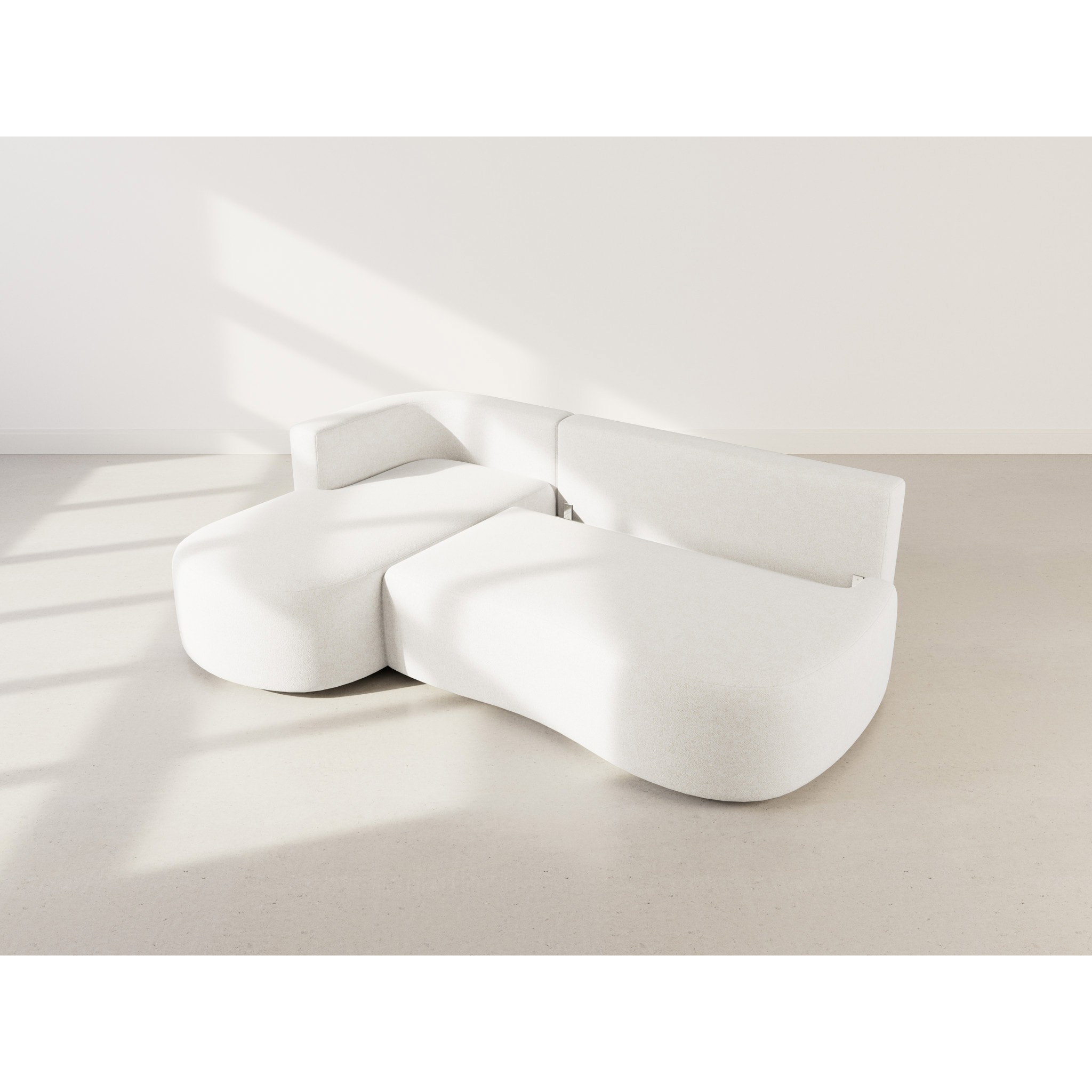 Mahina - canapé d'angle gauche 4 places convertible avec coffre en tissu texturé - Beige