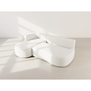 Mahina - canapé d'angle gauche 4 places convertible avec coffre en tissu texturé - Beige