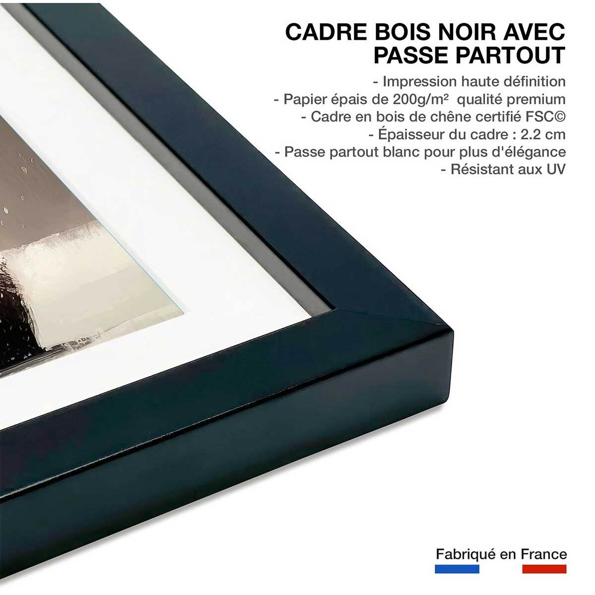Affiche enfant panda sous la neige  Affiche sous cadre noir
