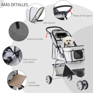 Cochecito Plegable con Ruedas 360Âº de Oxford 75x45x97cm Gris