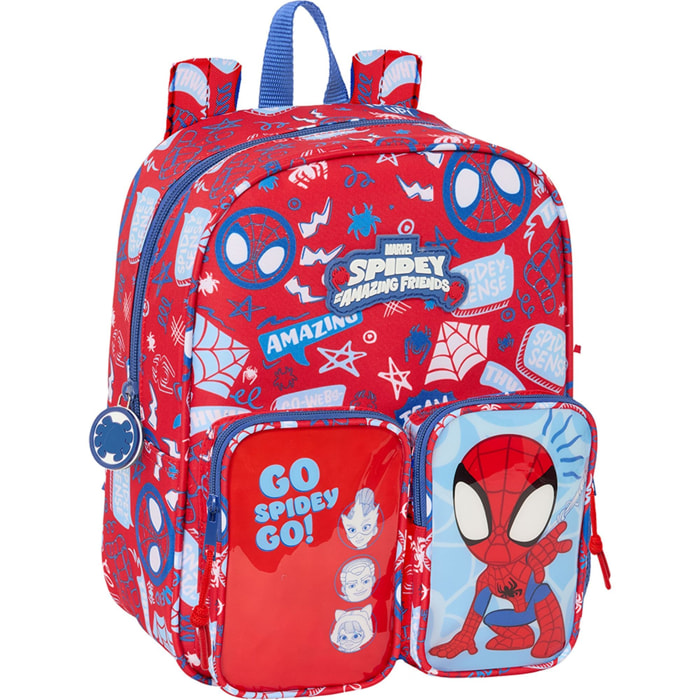 Mochila guarderia bolsillos adapt.carro spidey "rescue"