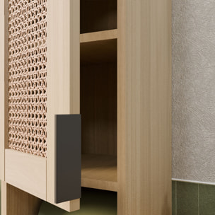 Colonne cannage Apolline 30x30x120 cm décor bois et cannage