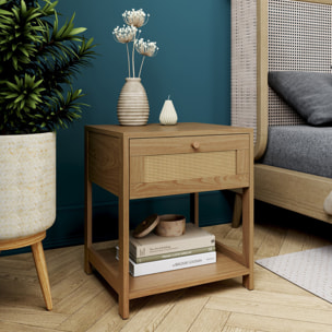 Tables de chevet Erin en cannage 1 tiroir - lot de 2