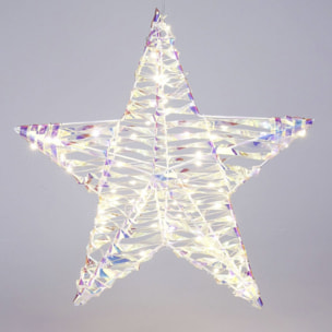 estrella metálica decorativa luminosa con 40 micro led blanco cálido de diseño retorcido 30x8x30cm