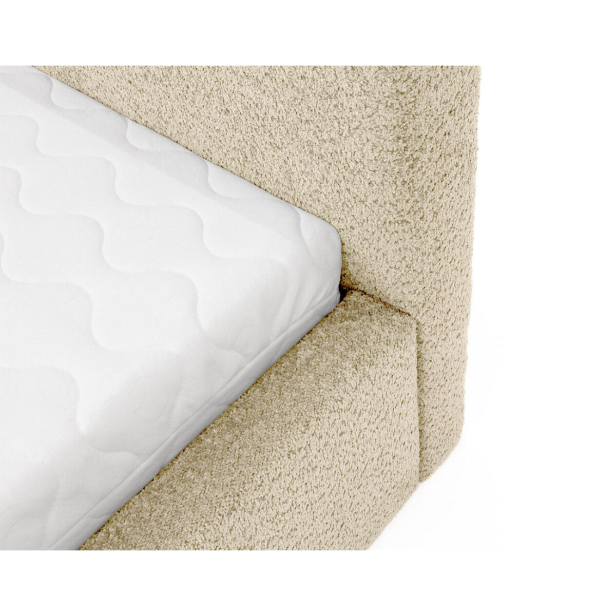 Orane - lit coffre - 160x200 cm - en tissu bouclette - Beige