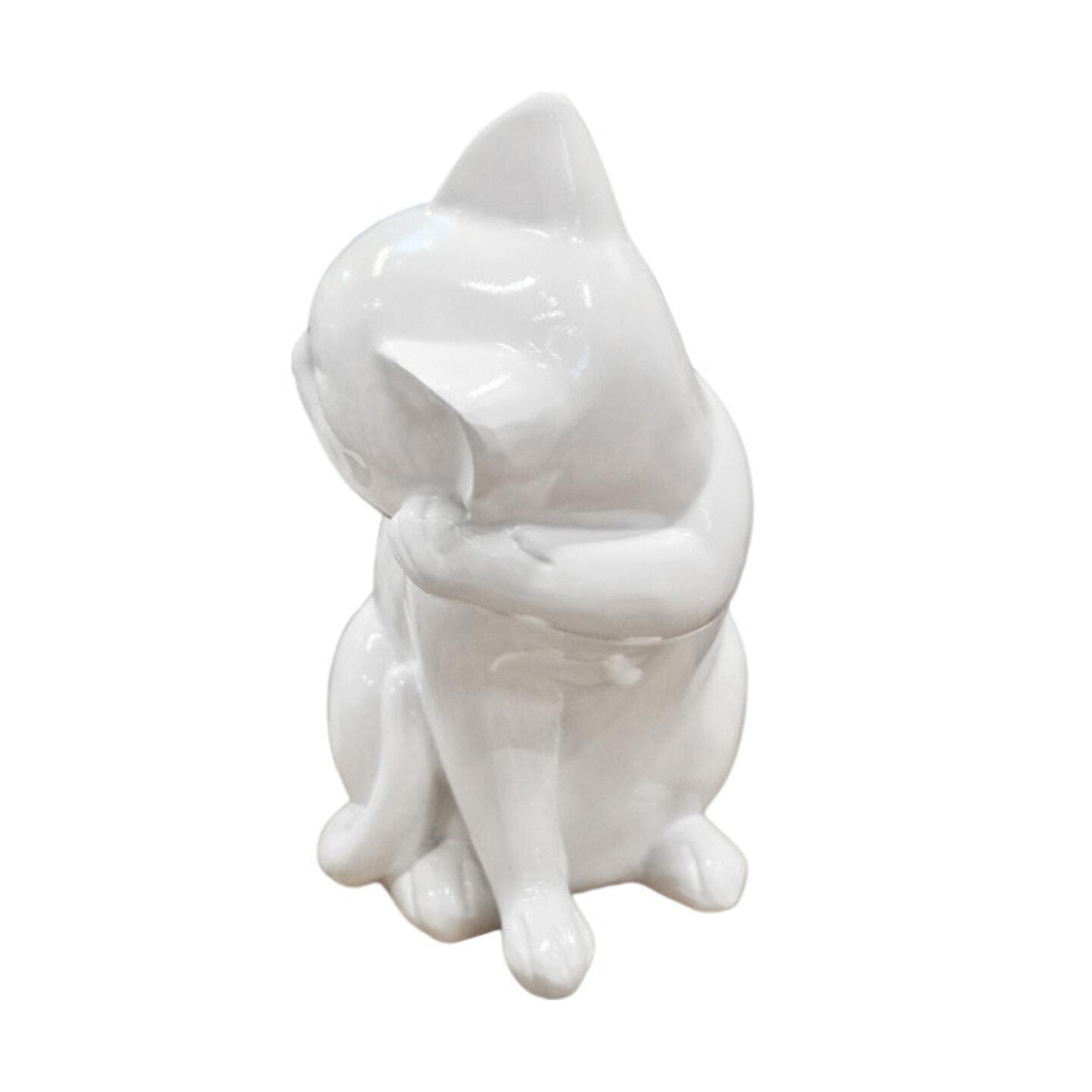 Statuette chat résine blanche H23cm - NALA