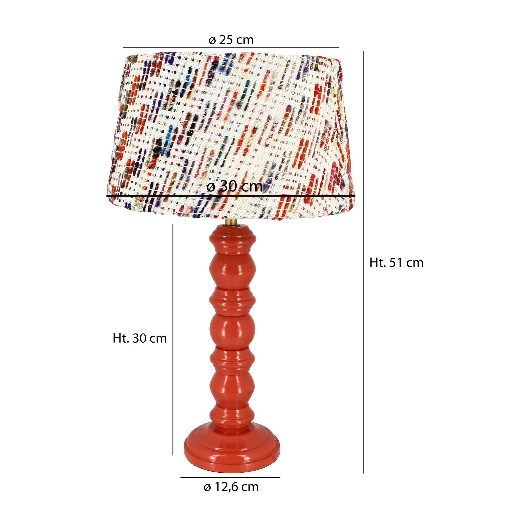 Lampe à poser en bois terracotta et abat jour en tissu h39cm ROMY