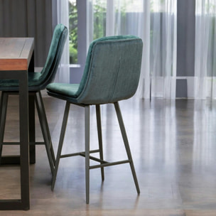 Chaise de bar en velours bleu (lot de 2) OKA