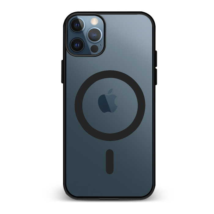 DAM Custodia ibrida anti-shock  Magsafe per iPhone 12 / 12 Pro. Bordi in silicone e retro in PVC. 7,43x1,02x14,95 cm. Colore nero