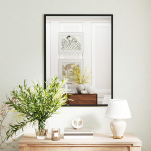 Miroir mural rectangulaire dim. 76L x 101H cm cadre MDF noir