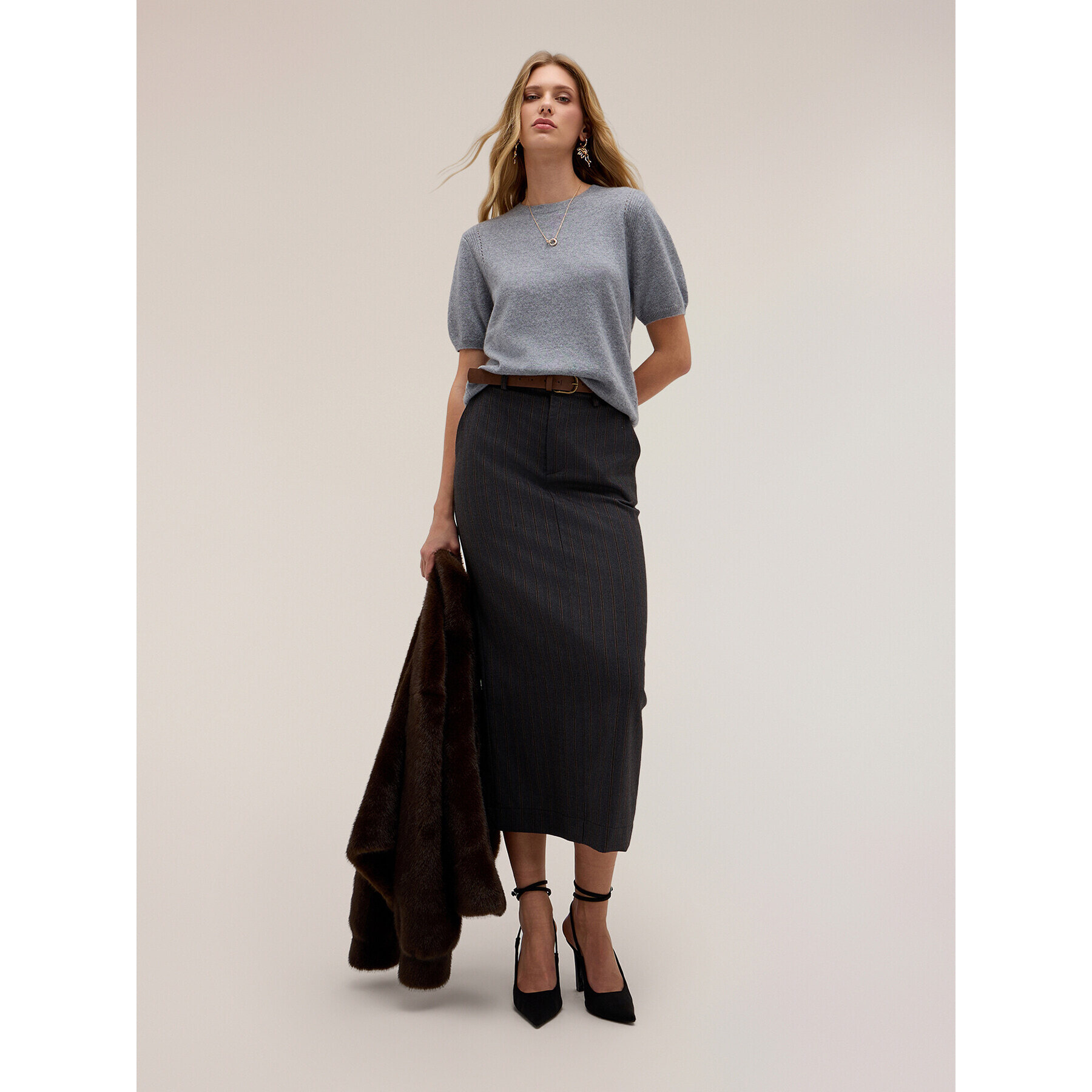 Motivi - Maglia in cashmere con dettaglio ajouré - Grigio
