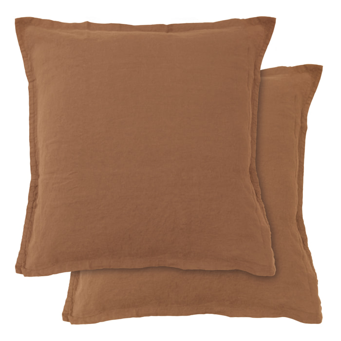 Set de 2 taies d'oreiller unies en lin, PASSION LIN