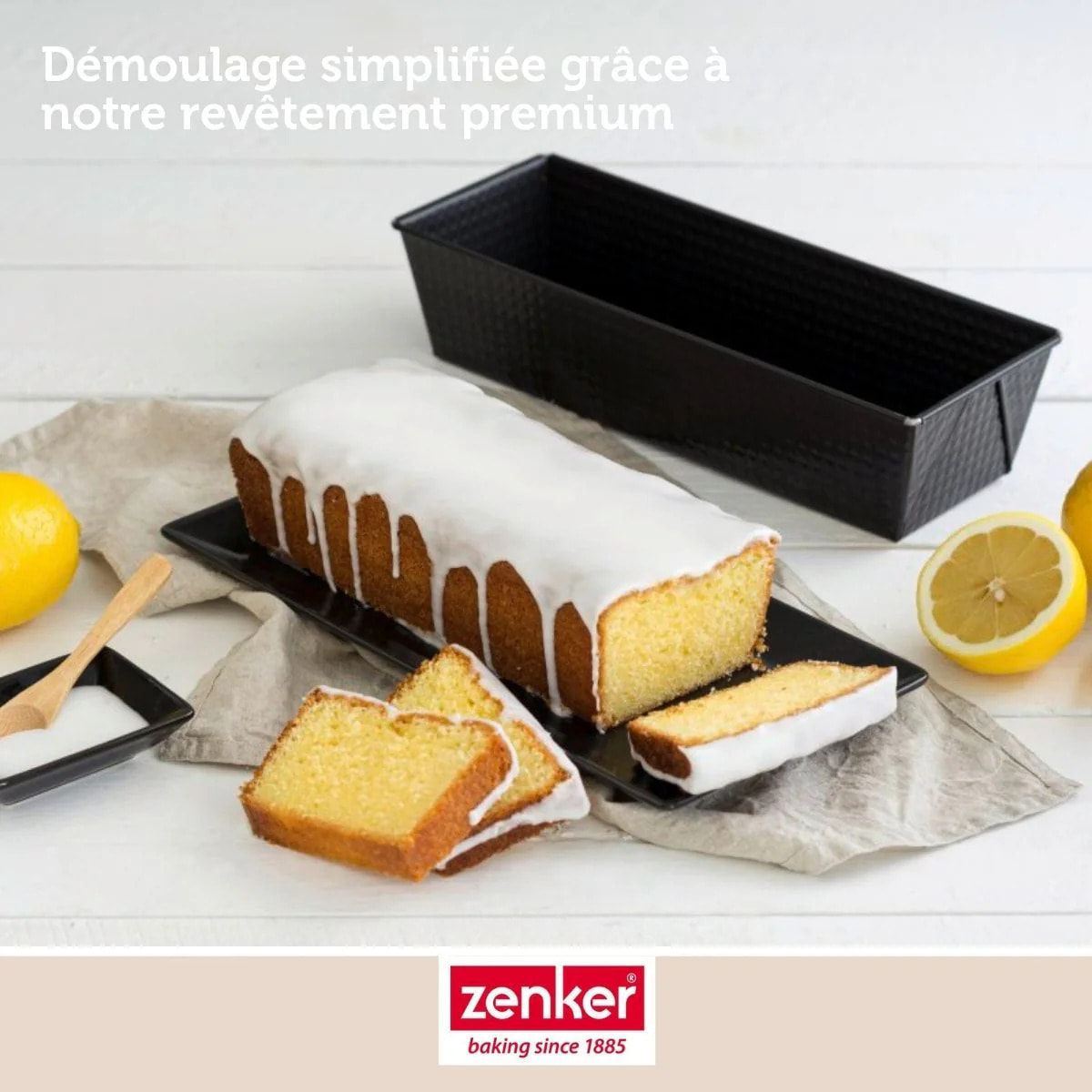 Lot de pâtisserie avec 1 Moule à Cake 30,5 cm, 1 spatule Zenker et 2 bols à mixer en inox Fackelmann
