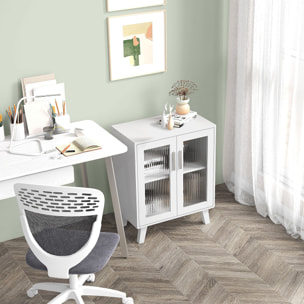 Aparador de 2 Puertas, Aparador de Salón con 2 Estantes, Puertas Transparentes, para Cocina, Entrada, Dormitorio, Blanco, 61x35x75 cm