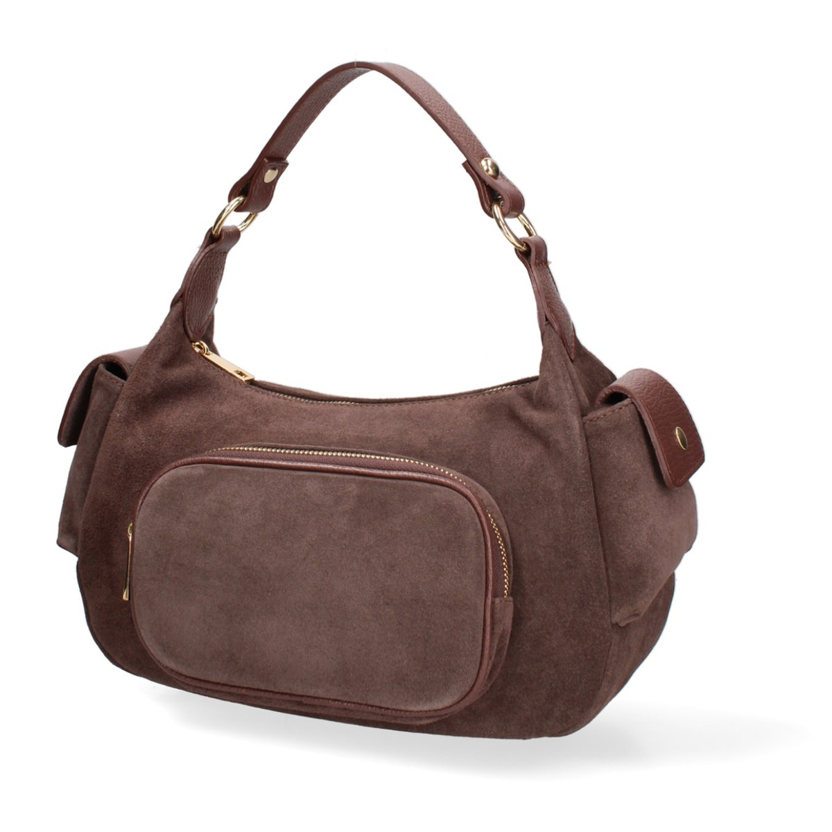 Borsa a spalla da donna Made in Italy - Modello Ardena - Pelle scamosciata - 30.0 x 17.0 x 12.0 cm