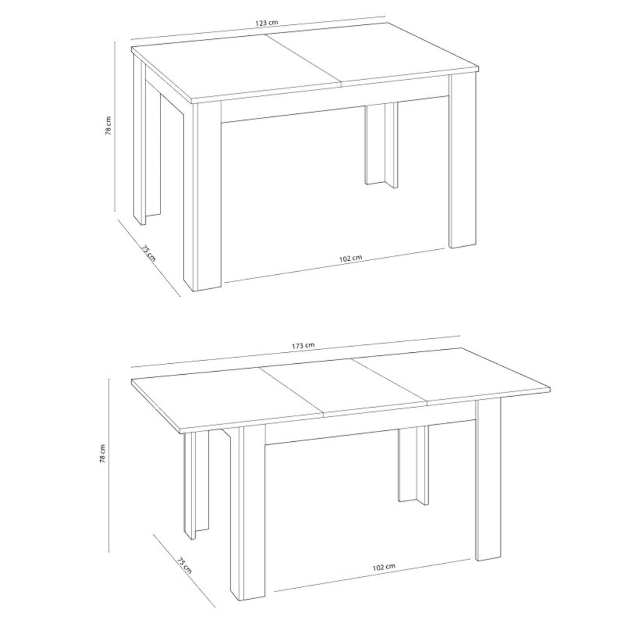 Mesa de comedor extensible Kendra 123 Blanco Artik (Blanco Mate)