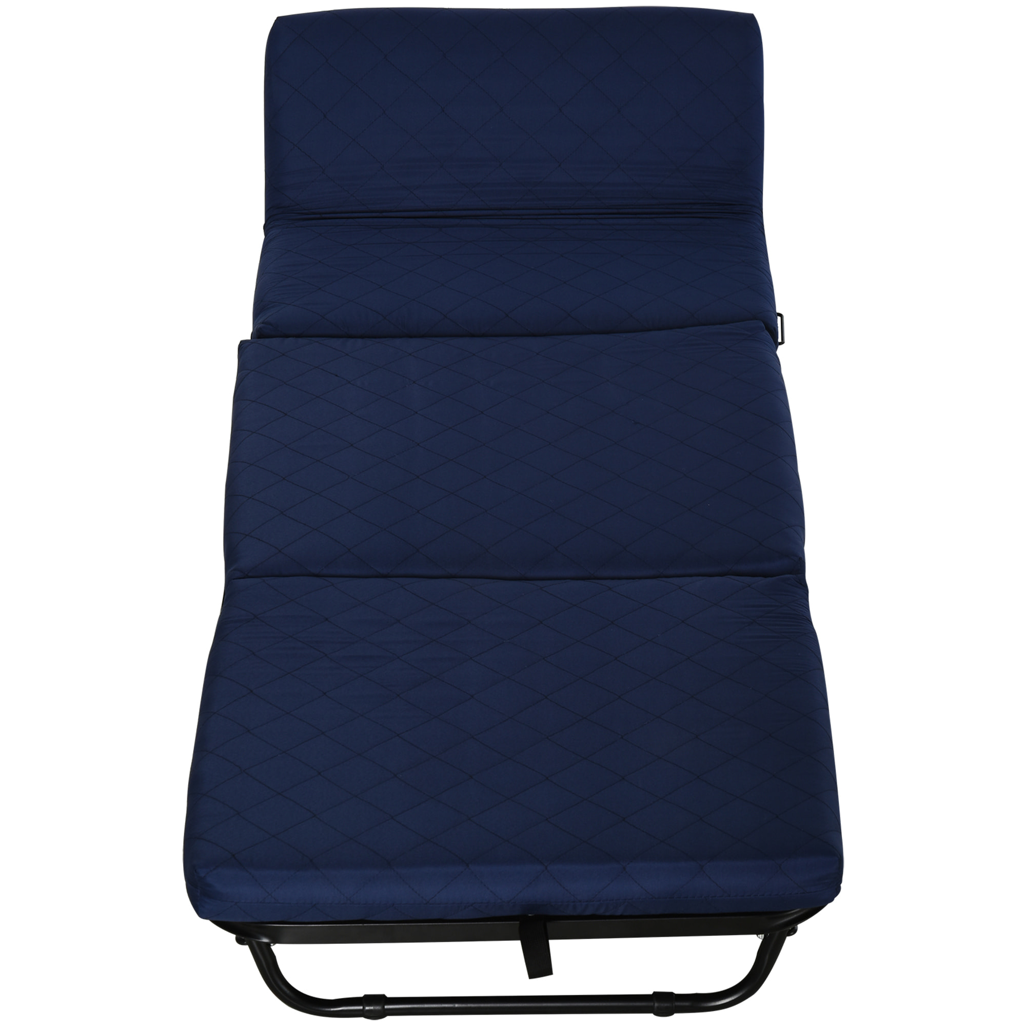 Cama Plegable Portátil Cabecera Ajustable en 5 Niveles de Ángulo 184x65x26cm Azul