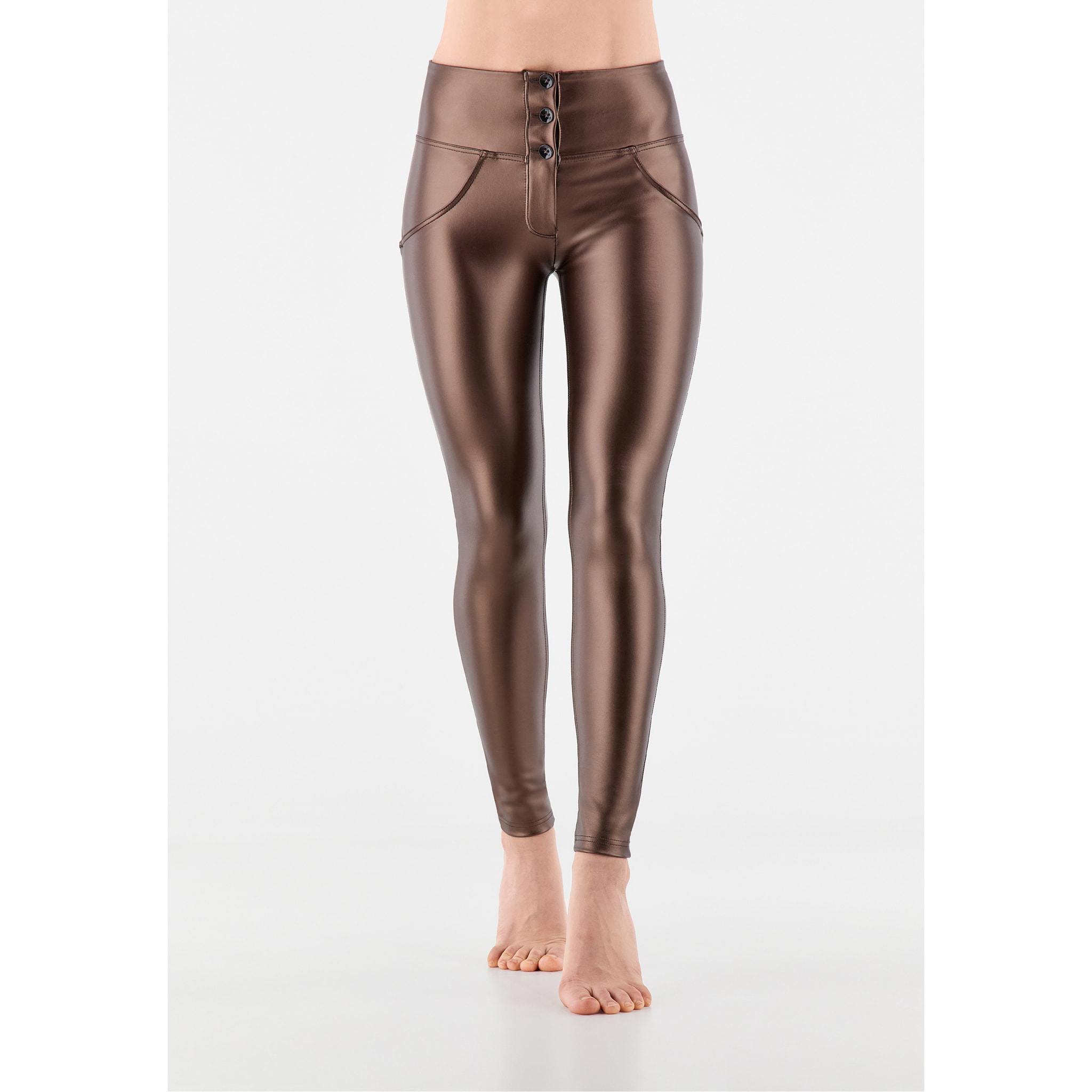 Pantaloni WR.UP® skinny vita alta similpelle metallizzata